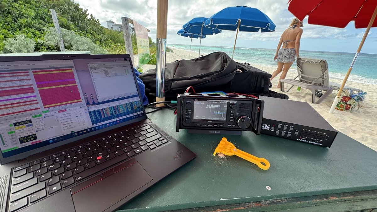 Setup on the beach at Shoal Bay