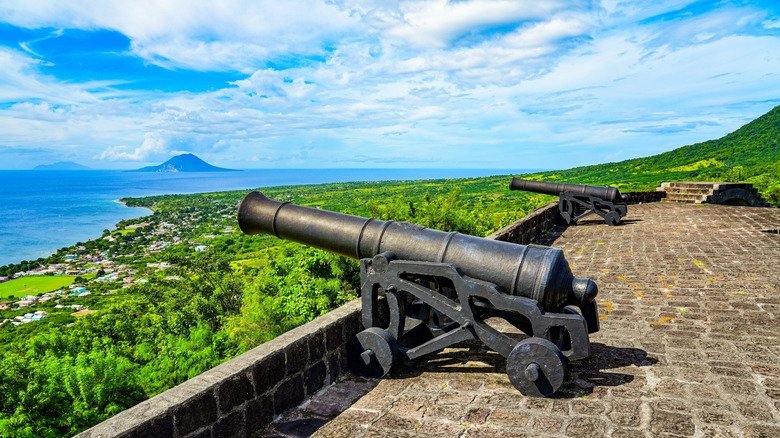 Cannon over the ocean