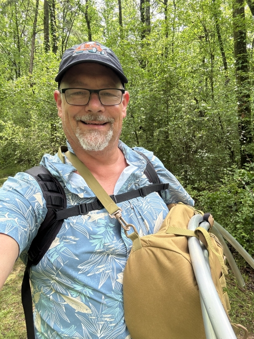 Packing in the gear for the 0.6 mile trail