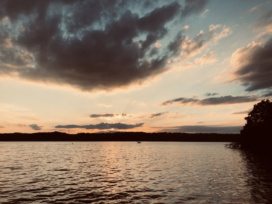 Sunset over the Harrison Bay lake